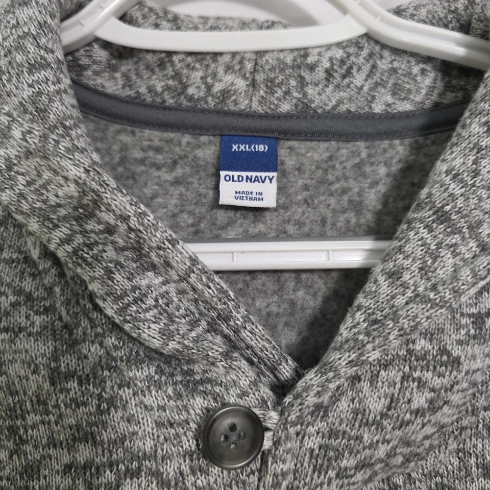 Old‎ Navy Youth XXL 18 Gray Marled Knit Pullover Sweater Button Neck